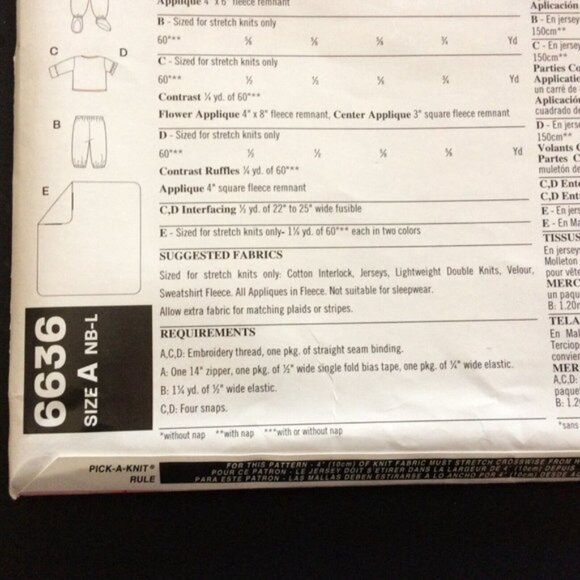 New Look Layette Pattern 6636 Newborn Infant Baby Top Romper Pants Blanket Uncut - Picture 5 of 9